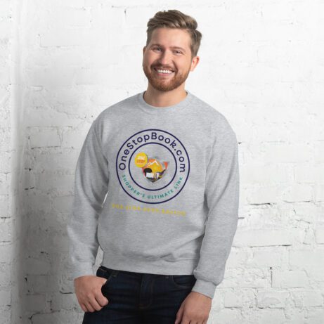 A person wearing a Unisex Sweatshirt with a bee on it.