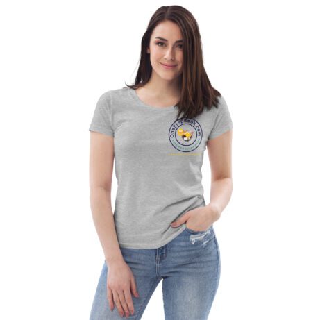 A Women's Fitted ECO Tee with a logo on the front.